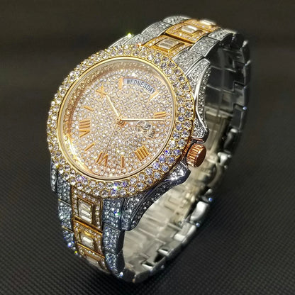 MISSFOX Diamond Mens Watches Luxury Silver.