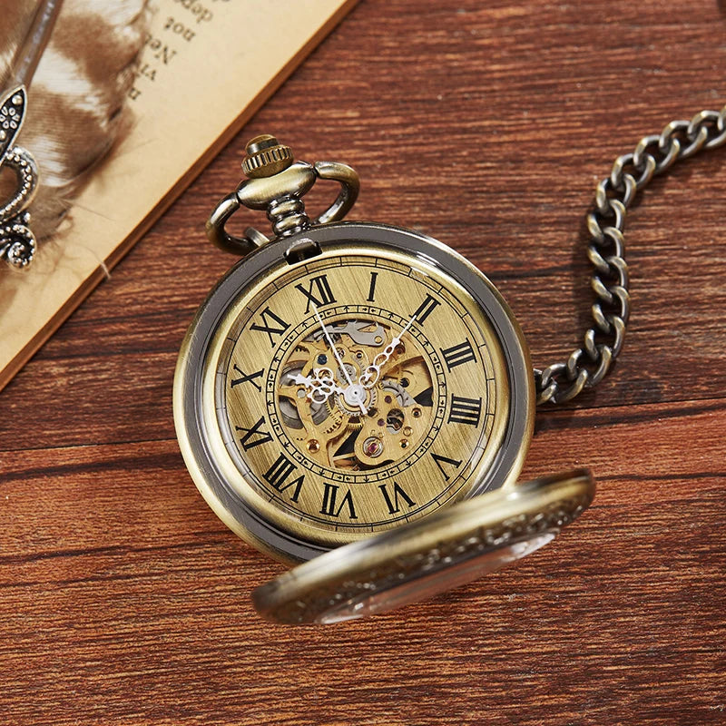 Vintage Gold Bronze Mechanical Pocket Watch