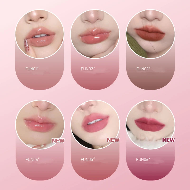 New Update!LEEMEMBER Double-Headed Two Effect Lip Glaze Water Mirror Surface Glossy & Matte Non-Stick Liquid Lip Mud Tint Makeup