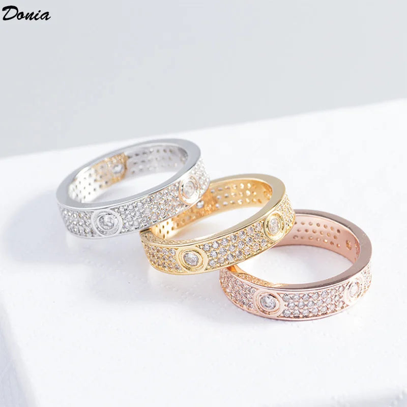 Donia jewelry European and American fashion luxury ring high-grade copper micro-inlaid AAA zircon ring ladies gifts