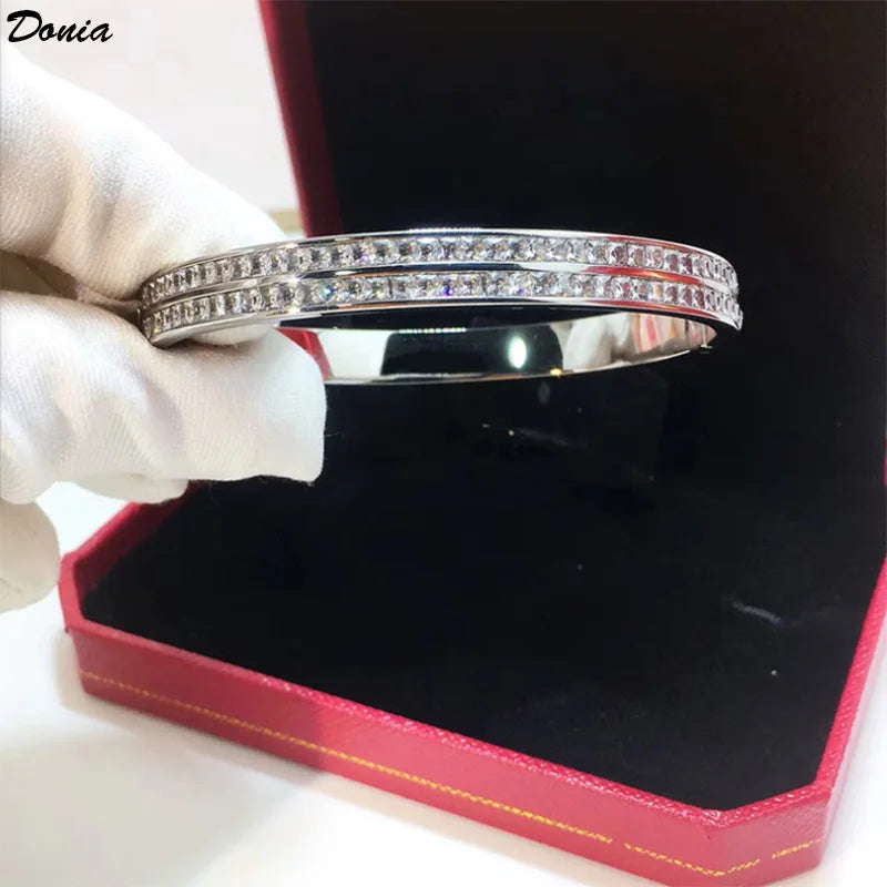 Donia Jewelry New fashion party bracelet copper inlaid AAA zircon bracelet ladies double row zircon party bracelet