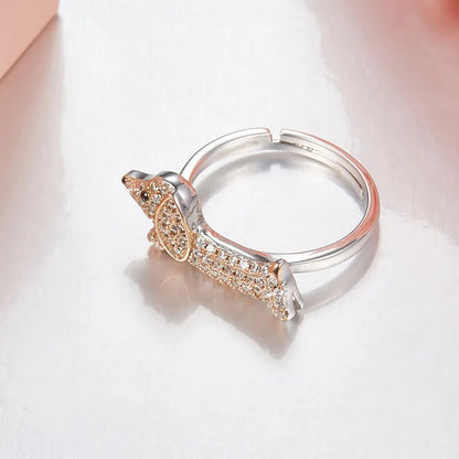 Fashion Real Silver Puppy Finger Ring.