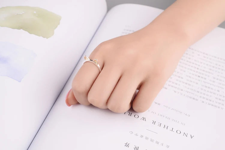 Silver Cat Rings for Women Wedding Fashion.