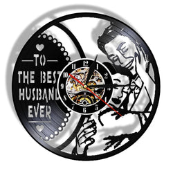 Romantic To The Best Husband Ever Watch LED Backlight Beloved Husband Love Vinyl Record Wall Clock Wedding Anniversary Gift