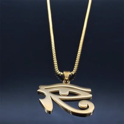 Stainless Steel Egyptian Eyes Chain Necklaces Men Statement Mythology Eye of Ra Horus Symbol Necklace Jewelry bijoux femme N4540