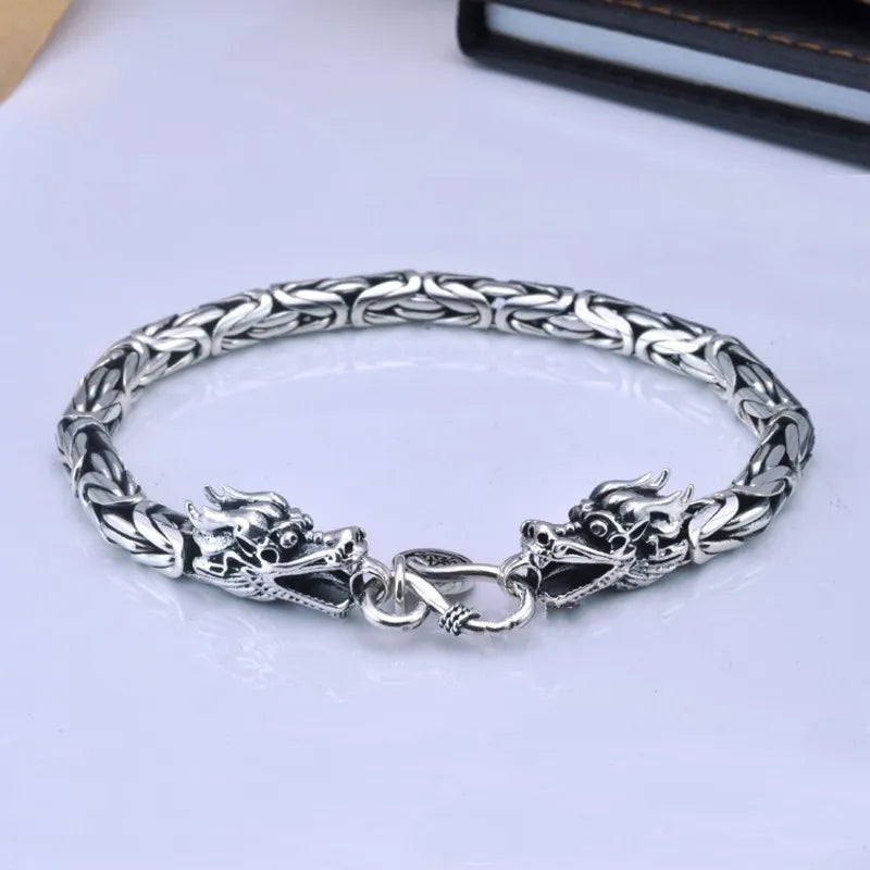 New 100% S990 Pure Silver Handmade Vintage Men's  Bracelet  Faucet Personalized Fashion Jewelry Exquisite Gift