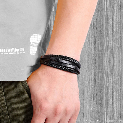 Fashion Simple Design Multilayer Leather Rope Hand Woven.