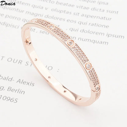 Donia Jewelry European and American Fashion All Over The Sky Titanium Steel Micro-Inlaid AAA Zircon Luxury Retro Bracelet