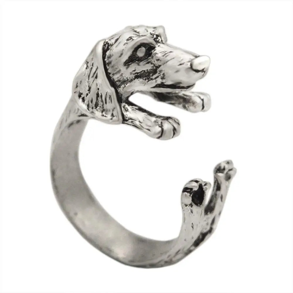 Dog Rings Antique Bronze Black Realistic