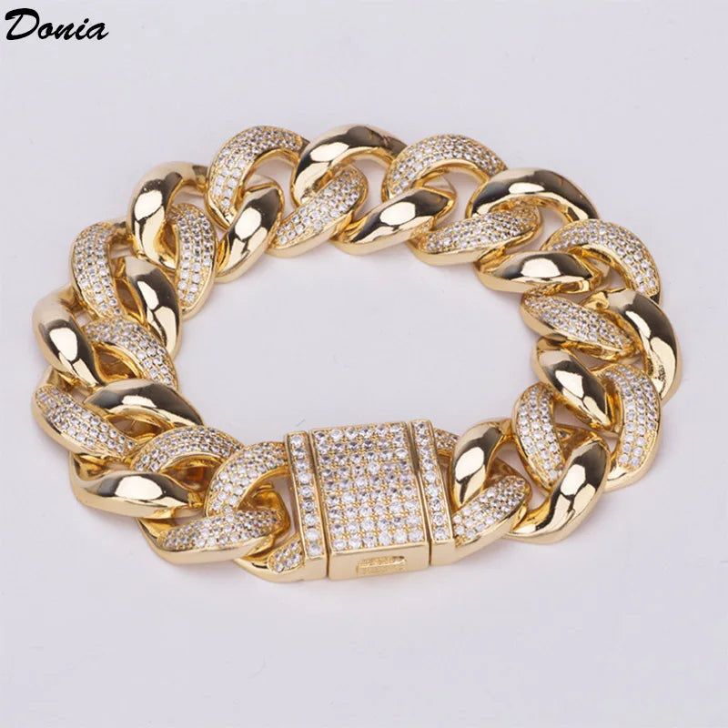 Donia Jewelry Fashion European and American copper micro inlaid AAA zircon Cuba bracelet box buckle men&