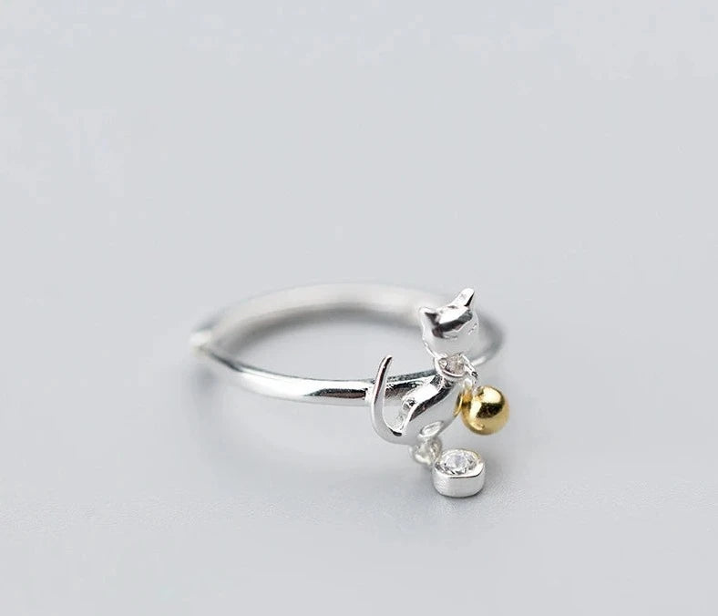 New Shiny Zircon Lovely Cat Finger Ring.