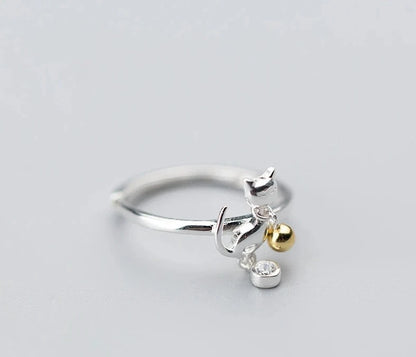 New Shiny Zircon Lovely Cat Finger Ring.