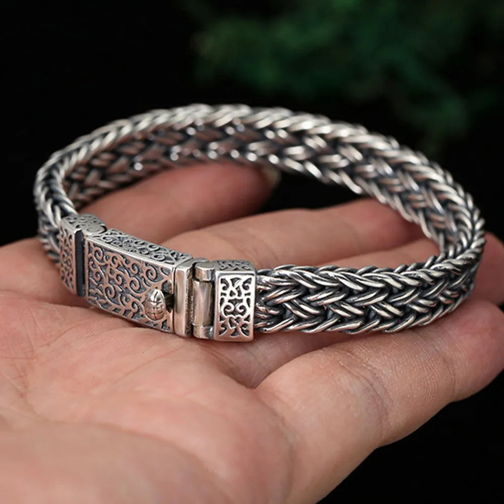 Silver Fashion Jewelry Flower Men's Bracelet