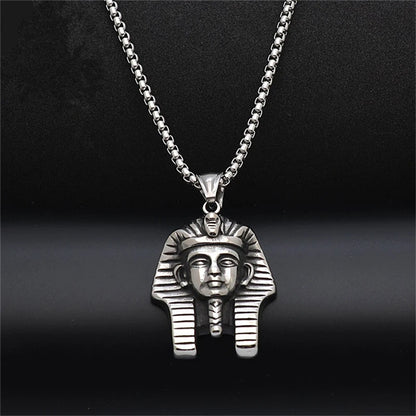 Men Hip Hop Egypt Pharaoh Sphinx Pendant With Stainless Steel Chain Head Pendant Necklaces Chain Punk Jewelry