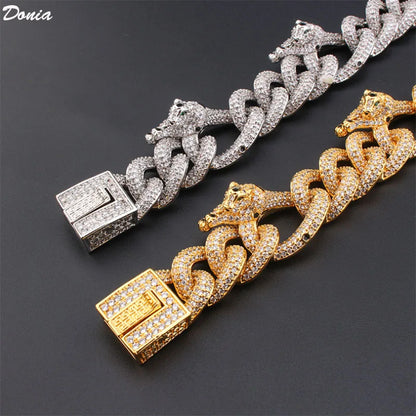 Donia Jewelry European and American fashion luxury hip-hop flying leopard diamond bracelet snake bone chain creative bracelet