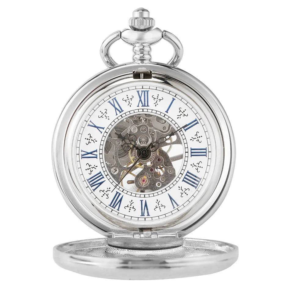 Silver Mechanical Hand Wind Antique Pocket Watch.