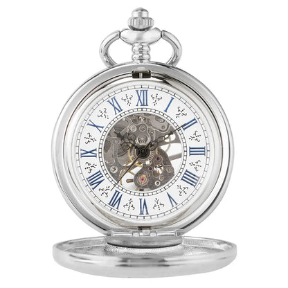 Silver Mechanical Hand Wind Antique Pocket Watch.