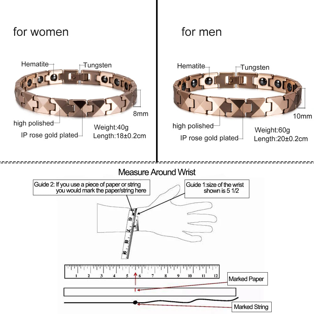 Tungsten Bracelet Men Magnetic Couple Rose.