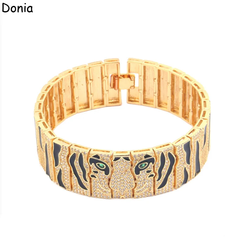 Donia Jewelry's new European and American fashion creative inlaid zircon tiger open bracelet palace luxury jewelry bracelet