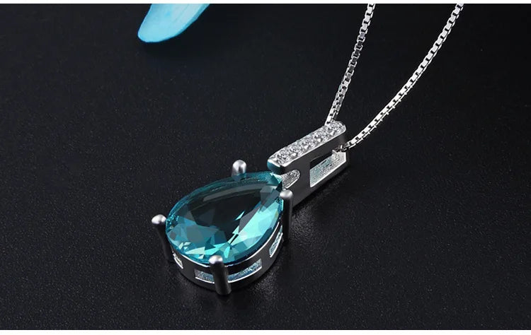 Pure Natural Blue Topaz Pendant 925 Sterling Silver Carat Necklace Colgantes Wedding Bizuteria pierscionki Pendant for women