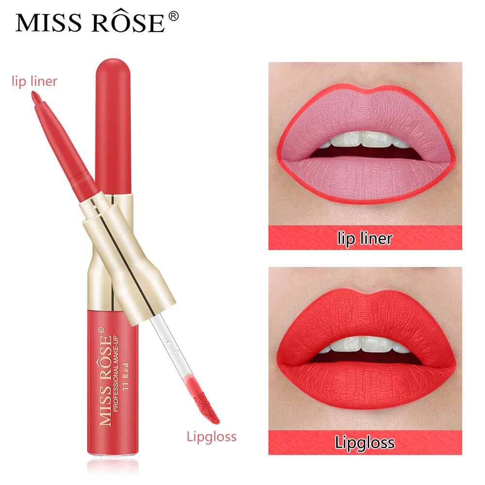 Double Head Lip Gloss Lipliner Pen Matte.