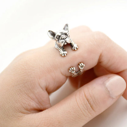 Retro Punk French Bulldog Dog Ring.