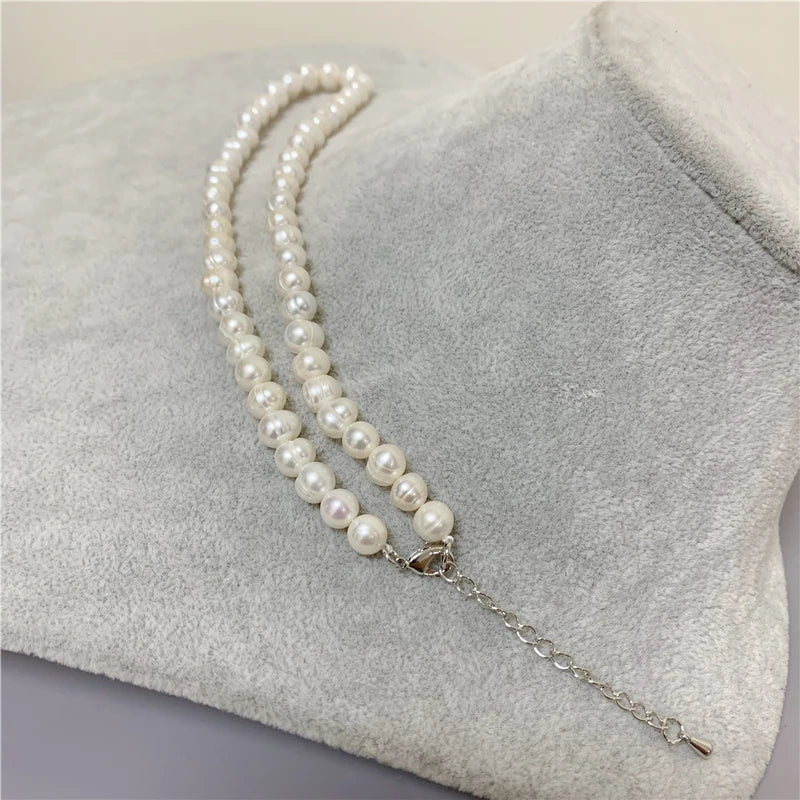 Wholesale18K Gold Pearl Chokers Necklaces 6-7mm Natural Freshwater Pearl Jewelry For Women 2021 Fashion Pretty Wedding Gift&