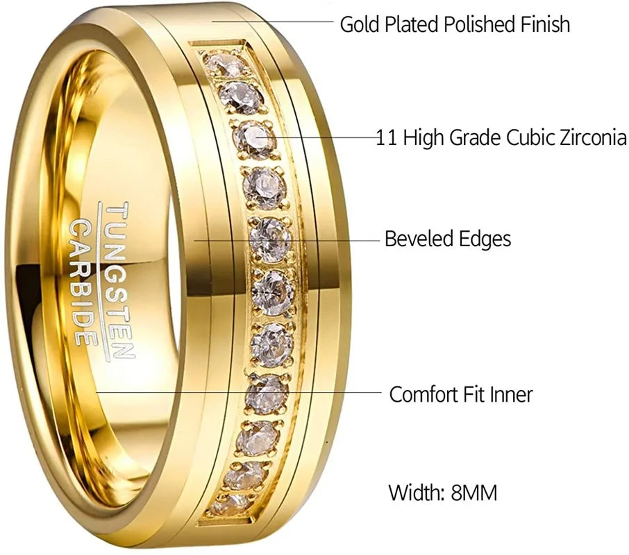 Men's Tungsten Carbide Ring Wedding Band with Round.