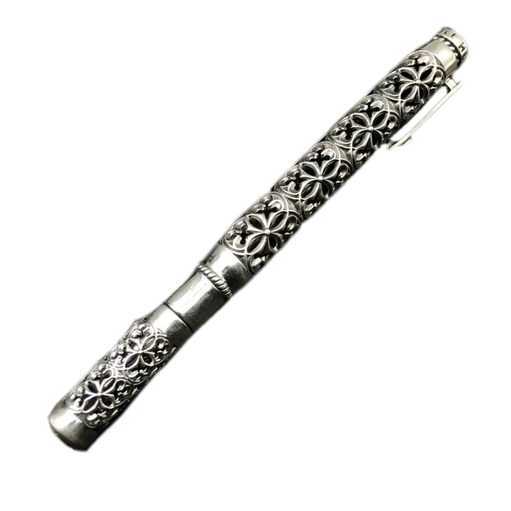 BOCAI S925silver ballpoint pen Man and Woman vintage and elegant S925 silver hollow carved, business signature pen high quality