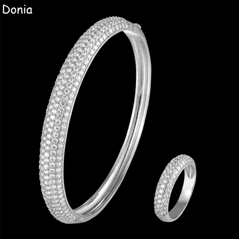 Donia jewelry fashion stone arched five-row micro-inlaid AAA zircon bracelet set creative opening ladies bracelet set