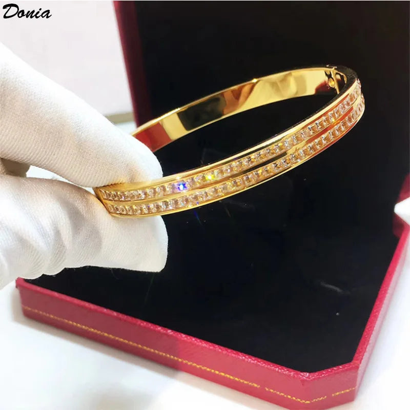 Donia Jewelry New fashion party bracelet copper inlaid AAA zircon bracelet ladies double row zircon party bracelet