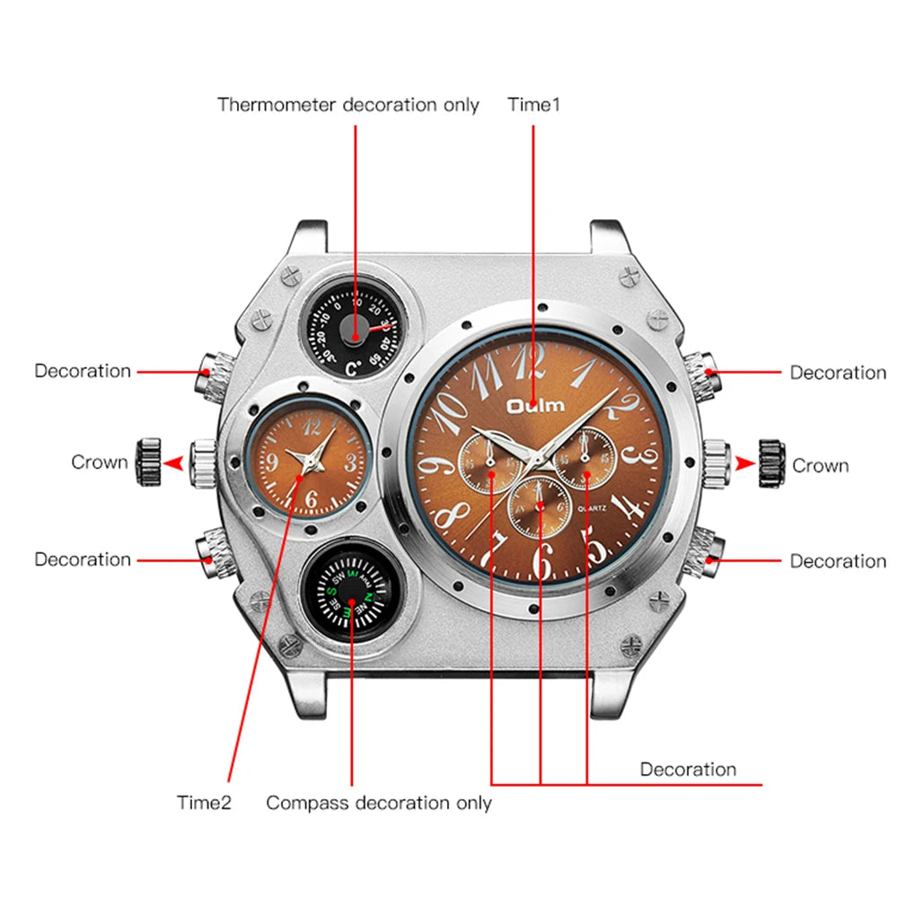 Creative Big Watch Men Chronograph Multi Dials Quartz.