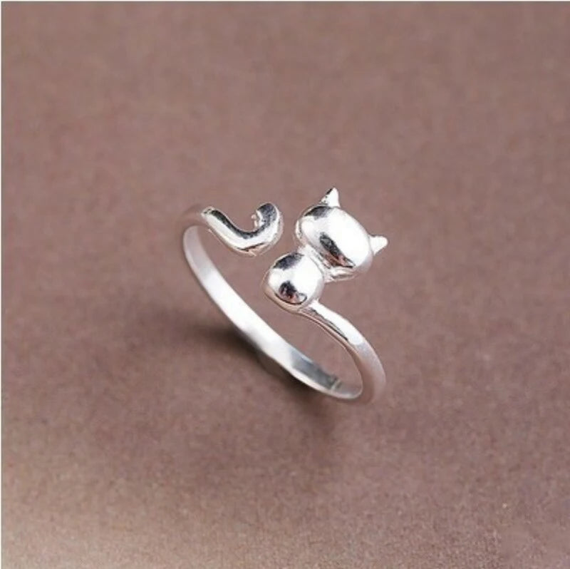 silver rings cat shape Finger&nbsp; jewlery.