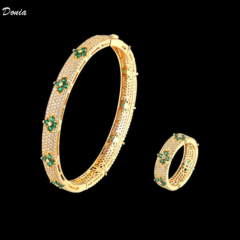 Donia jewelry Fashion hot selling flower bracelet micro inlaid AAA Zircon Bracelet Ring Set luxury new classic Bracelet Ring Set