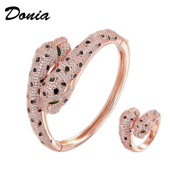 Donia jewelry Fashion classic copper inlaid AAA zircon bracelet rings for men and women couples animal jewelry sets