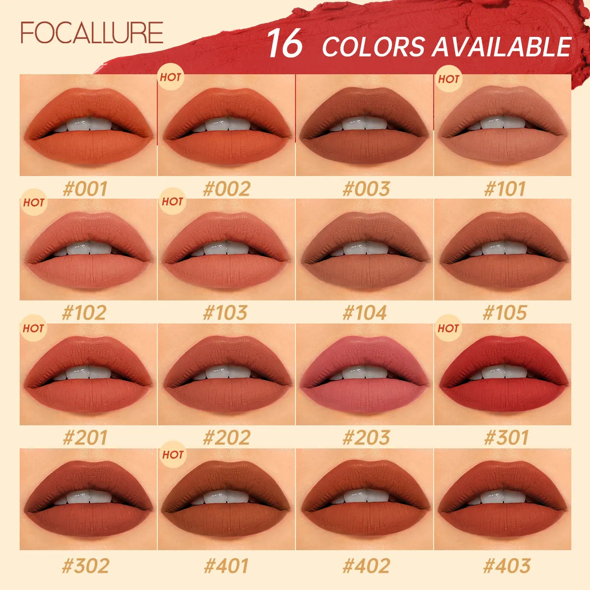 FOCALLURE Natural Matte Lipstick Waterproof Long-lasting Smooth Moisturizing Lip Balm Lightweight Lip Glaze Makeup Cosmetics