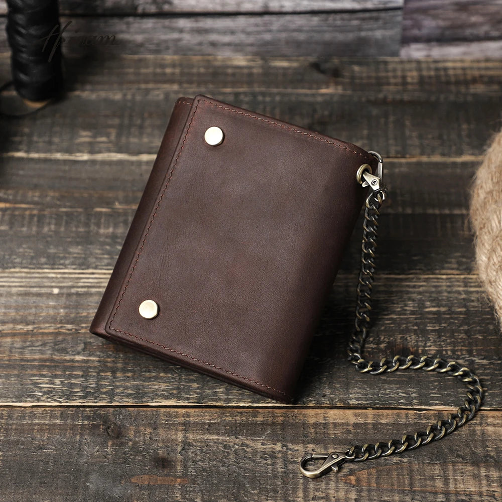 Men Wallets Genuine Leather Short Card.