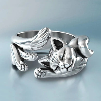 Ring for Men Women Japanese Style Cute Cat Ring.