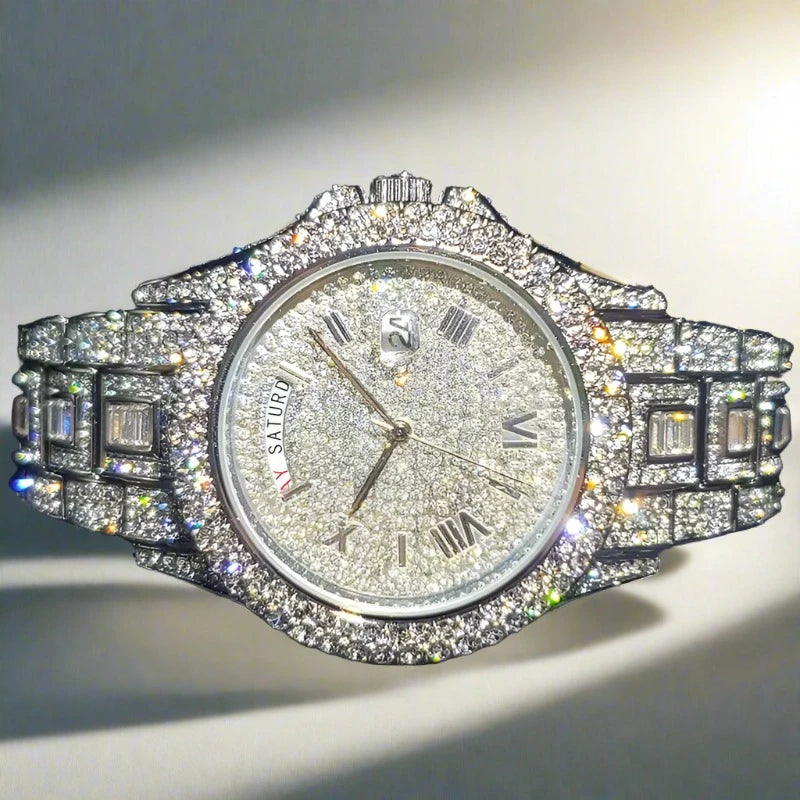 Luxury Diamond Quartz Watches For Men.