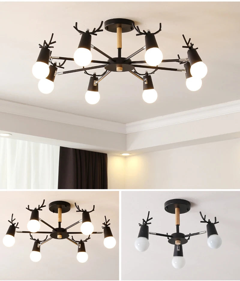 Scandinavian moose indoor chandelier modern living room pendant kitchen lighting bedroom dining room ceiling pendant lamp E27