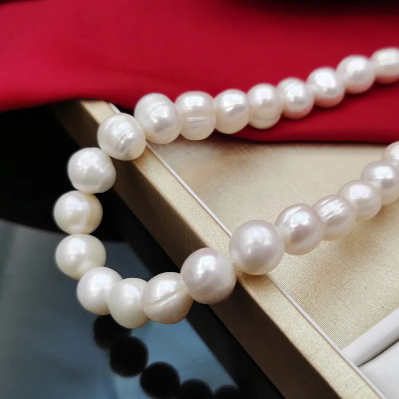 Natural big pearl necklace silver crafted.