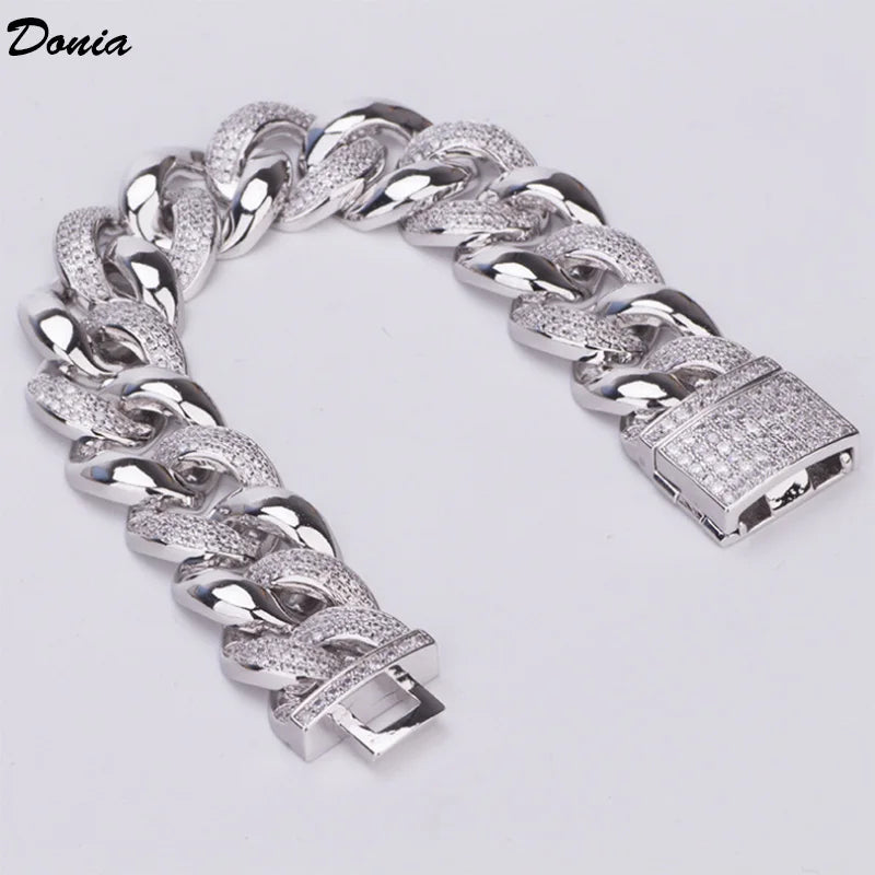 Donia Jewelry Fashion European and American copper micro inlaid AAA zircon Cuba bracelet box buckle men's hip hop style jewelry