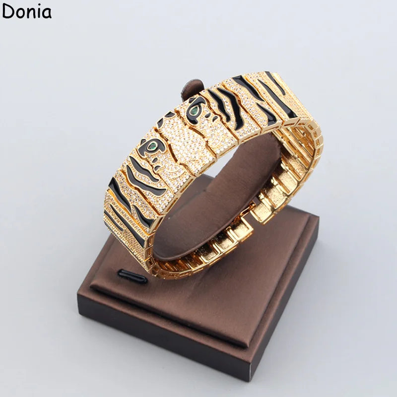 Donia Jewelry's new European and American fashion creative inlaid zircon tiger open bracelet palace luxury jewelry bracelet