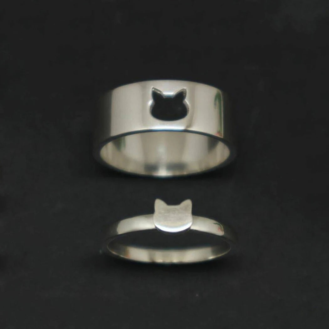 Couples Cat Ring Set Matching Rings.