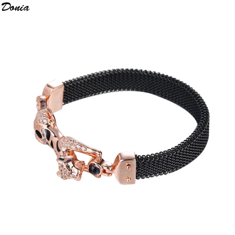 Donia Jewelry European and American luxury leopard bracelet copper micro-inlaid AAA zircon spring bracelet ladies jewelry gift