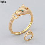 Donia jewelry fashion green eye leopard micro-inlaid AAA zircon bracelet set creative leopard ladies bracelet set