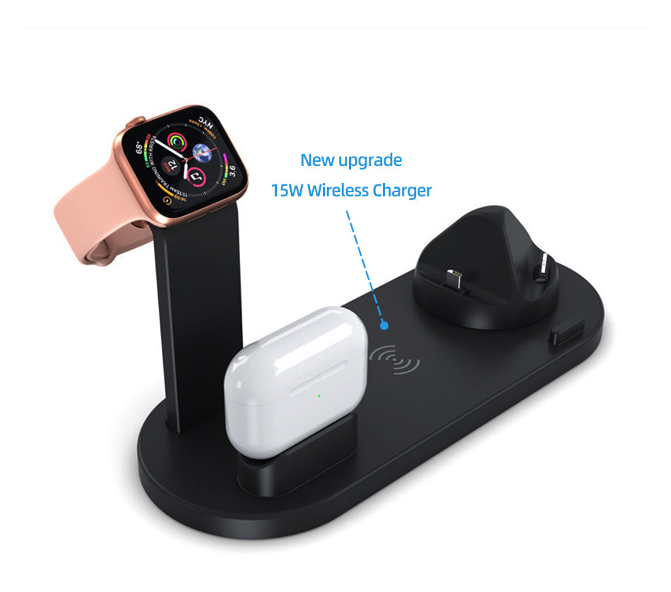 3 in 1 Wireless Charger Dock - 15W Fast.