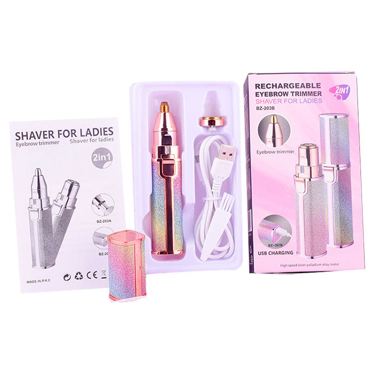 Portable 2 IN 1  Lipstick Shaped Electric Hair Remover For Women.