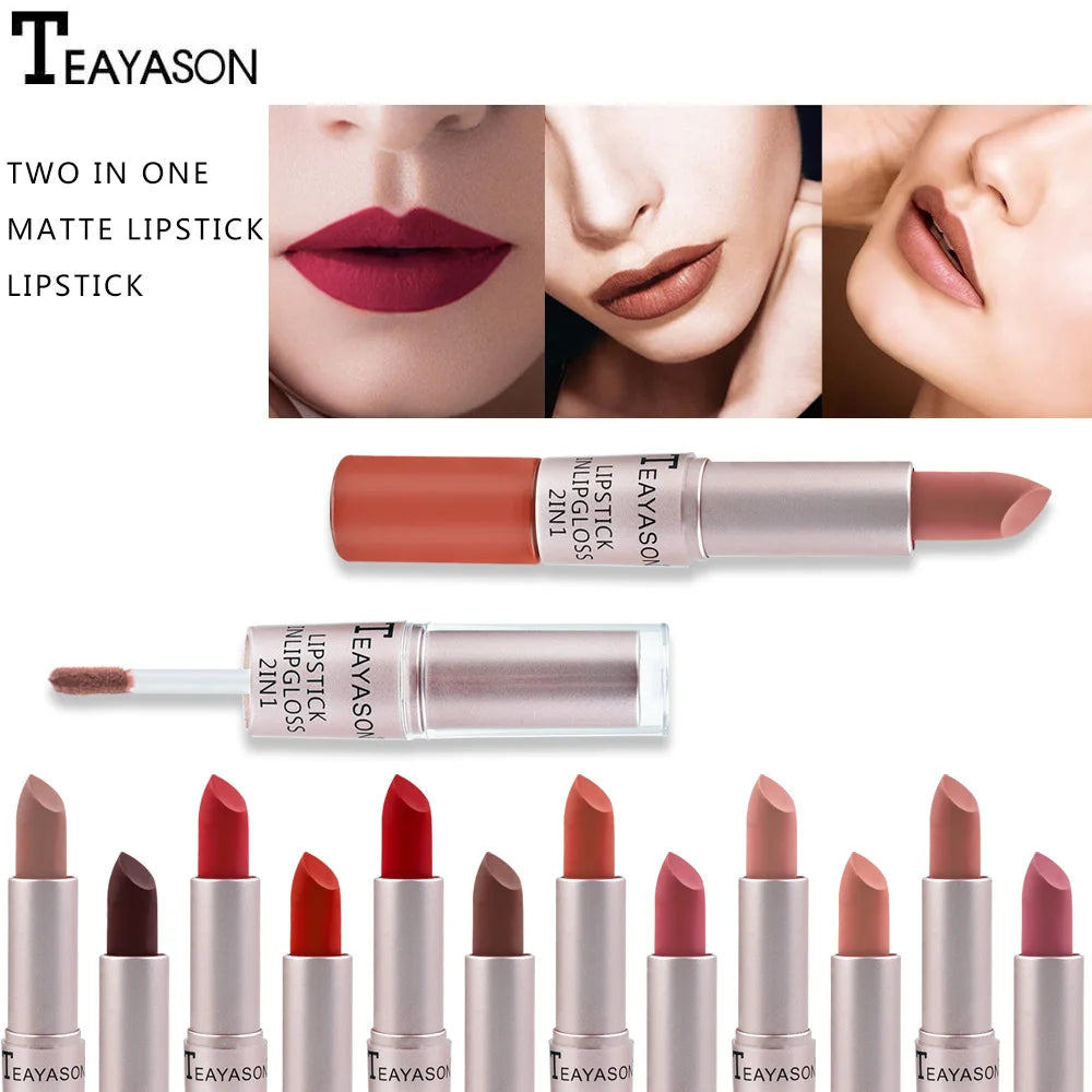 Long Lasting Velvet Matte Lipstick Double Head.