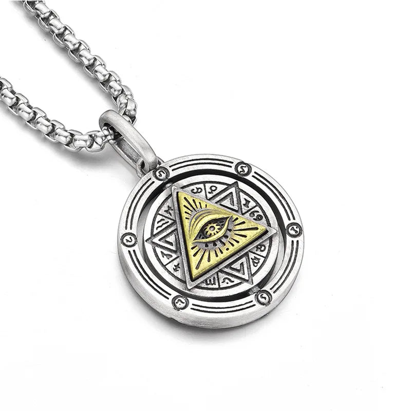 Eye of Horus, Eye of God Necklace, Rotatable Evil Eye Pendant, Men&